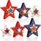 6 Pcs Patriotic Wooden Stars Signs Memorial Day Decorations Red White and Blue Embossed Star 4th of July Table Decor
